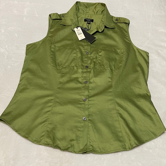 Talbots Tops - Talbots Olive Sleeveless Button-Up Blouse 6P